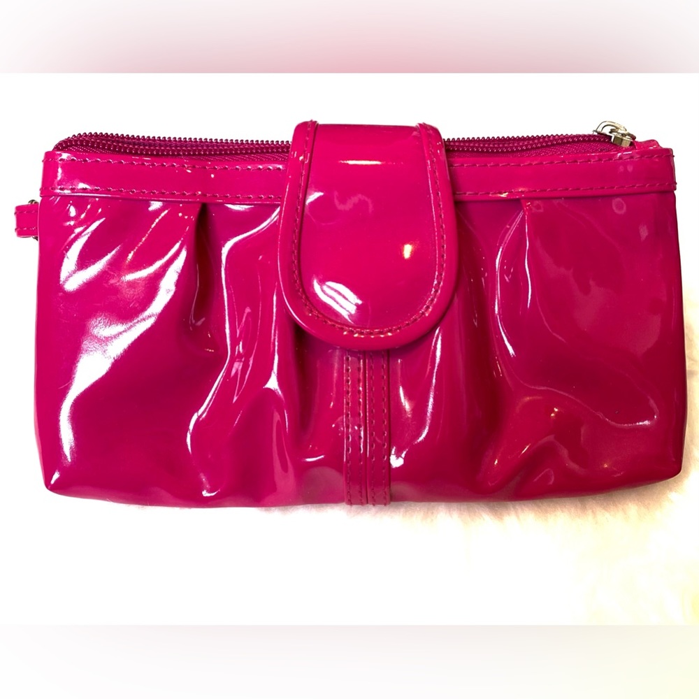 Faux Patent Hot Pink Clutch